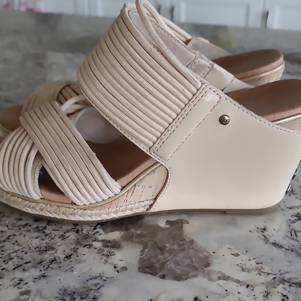 COPY - UGG Cream Espadrilles with Unique Strap Design genuine leather